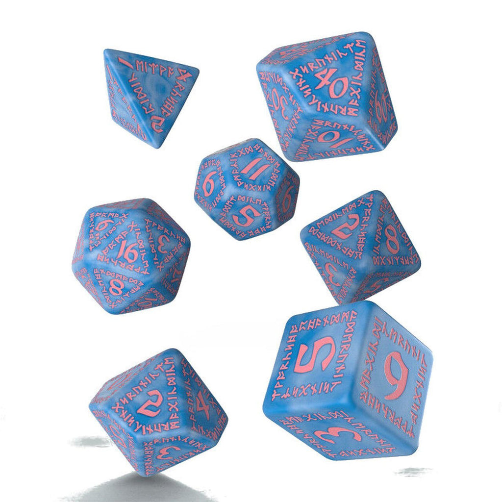 Q-Workshop Runic Glacier & Pink Roleplaying 7 Piece Dice Set - Radar Toys