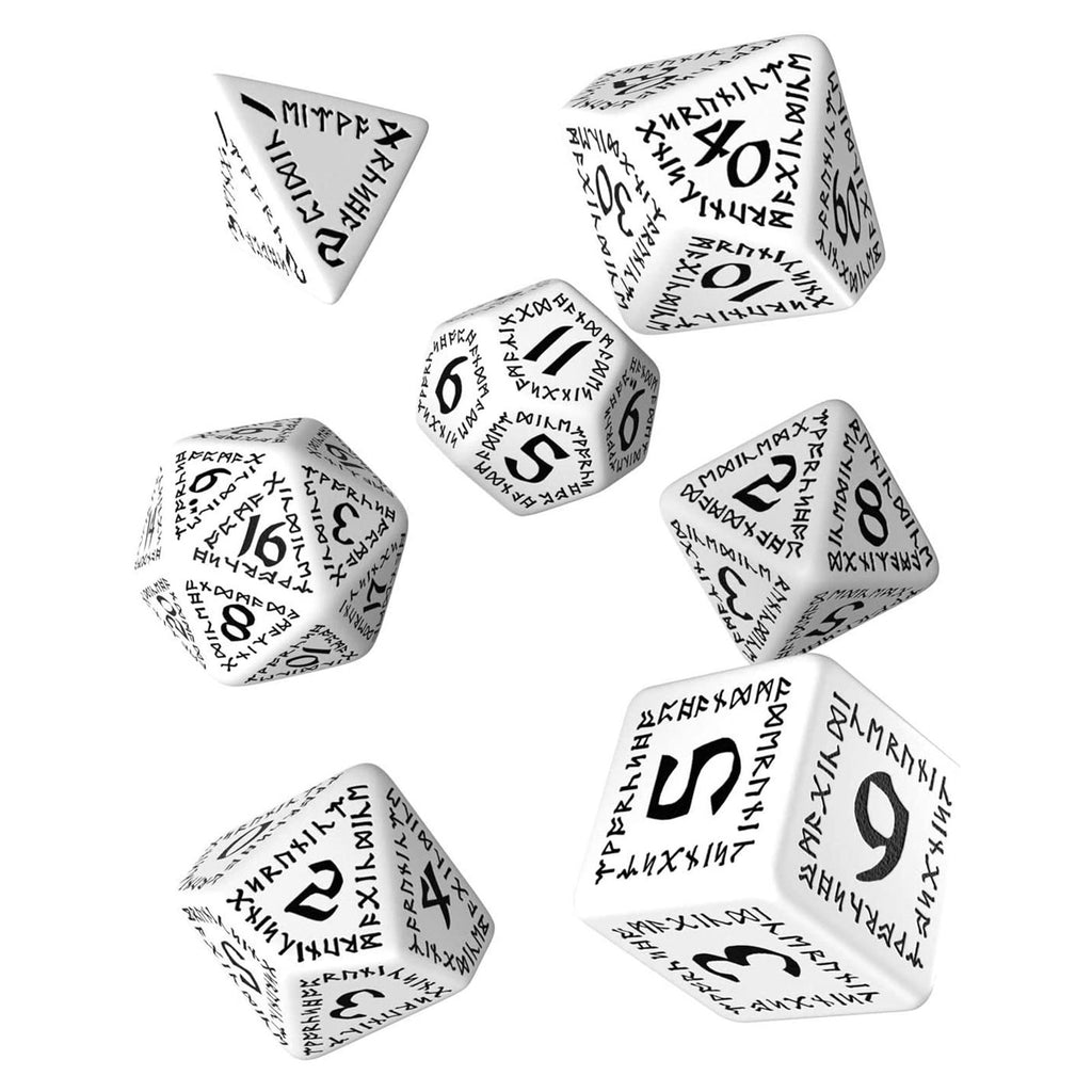Q-Workshop Runic White & Black Roleplaying 7 Piece Dice Set - Radar Toys