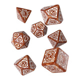 Q-Workshop Steampunk Clockwork Caramel White 7 Piece Dice Set - Radar Toys