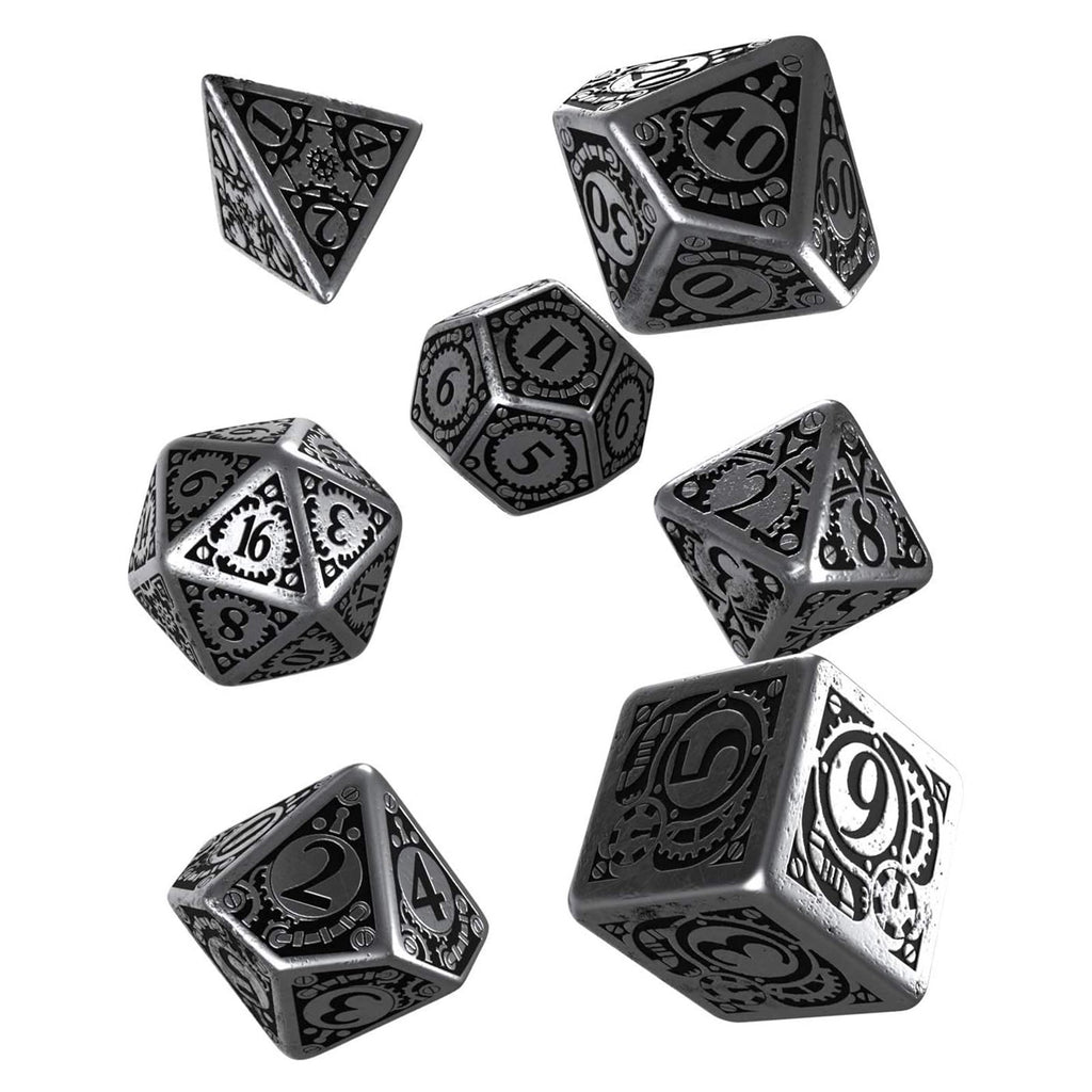 Q-Workshop Steampunk Metal Roleplaying 7 Piece Dice Set - Radar Toys
