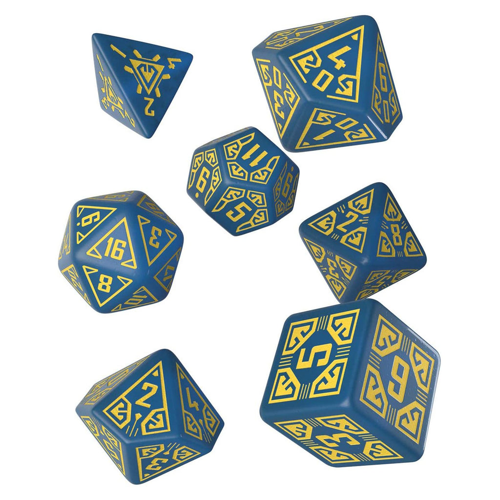 Q-Workshop Wizard Arcade Blue & Yellow Roleplaying 7 Piece Dice Set - Radar Toys