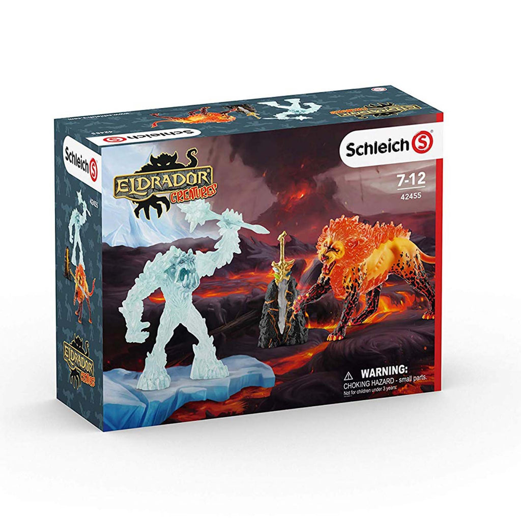 Schleich Eldrador Creatures Frost Monster Vs Fire Lion Figure Set 42455 - Radar Toys