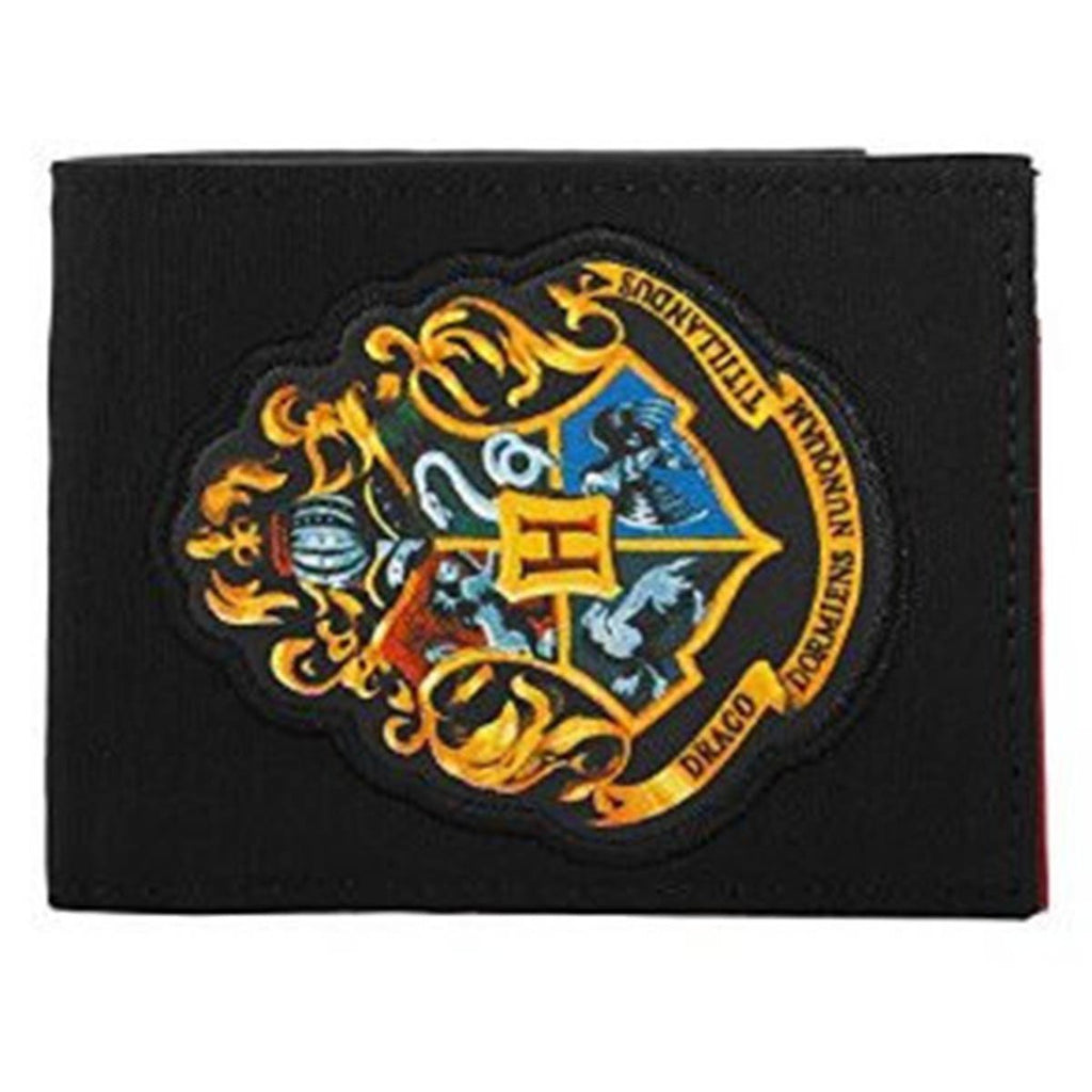 Harry Potter Hogwarts Patch Logo Bi-Fold Black Wallet