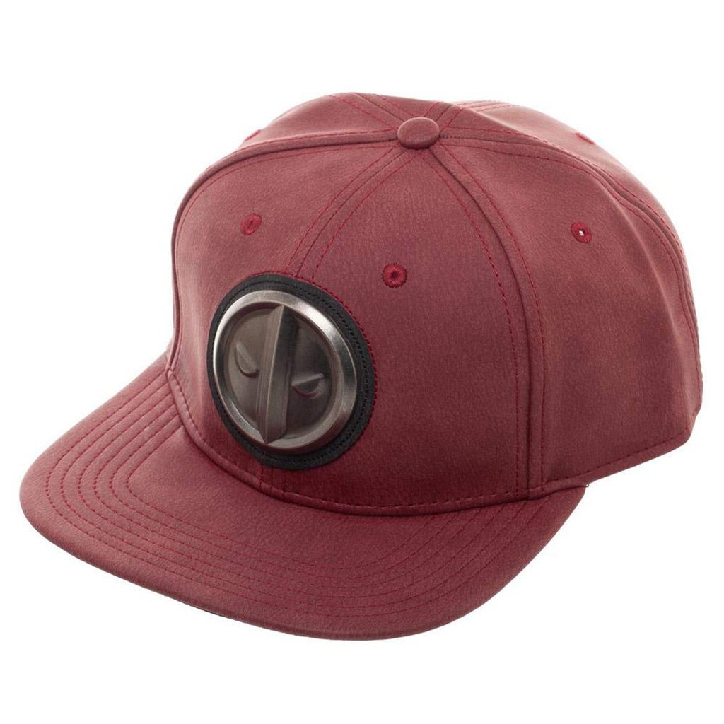 Marvel Deadpool Distressed Metal Logo Red Snapback Hat