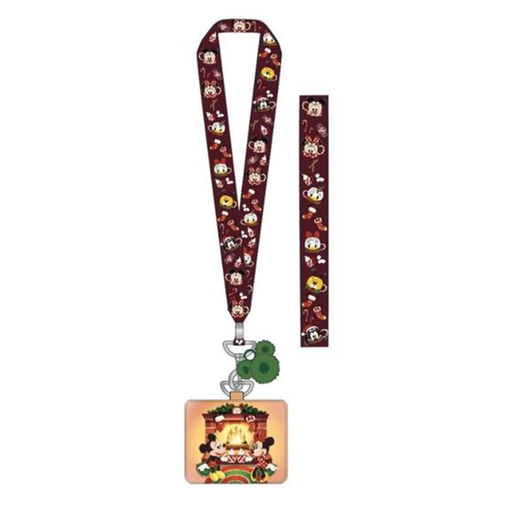 Loungefly Disney Mickey And Minnie Fireplace Cocoa Lanyard With Cardholder