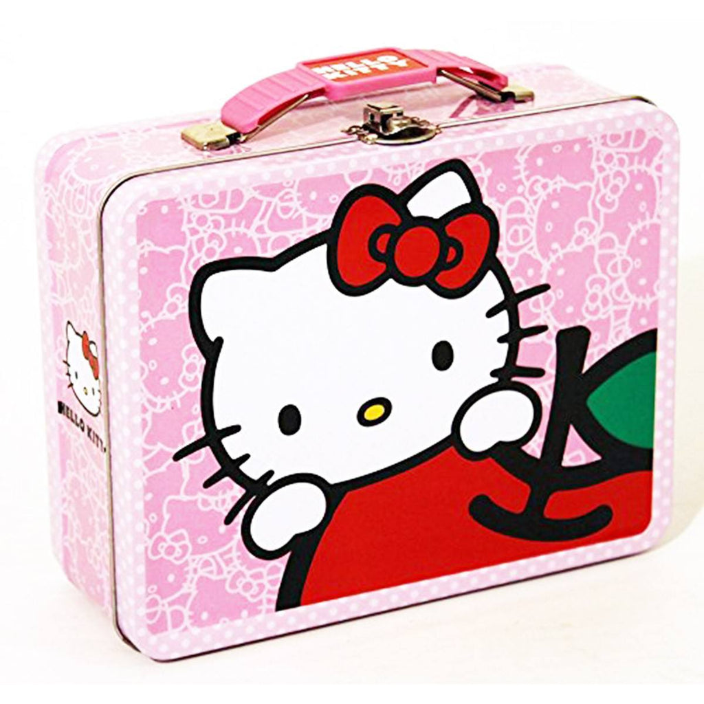 Hello Kitty Metal Carry All Tin Lunch Box Apple