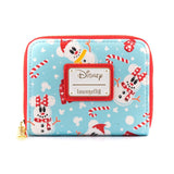 Loungefly Disney Mickey And Minnie Snowman All Over Print Zip Around Wallet - Radar Toys