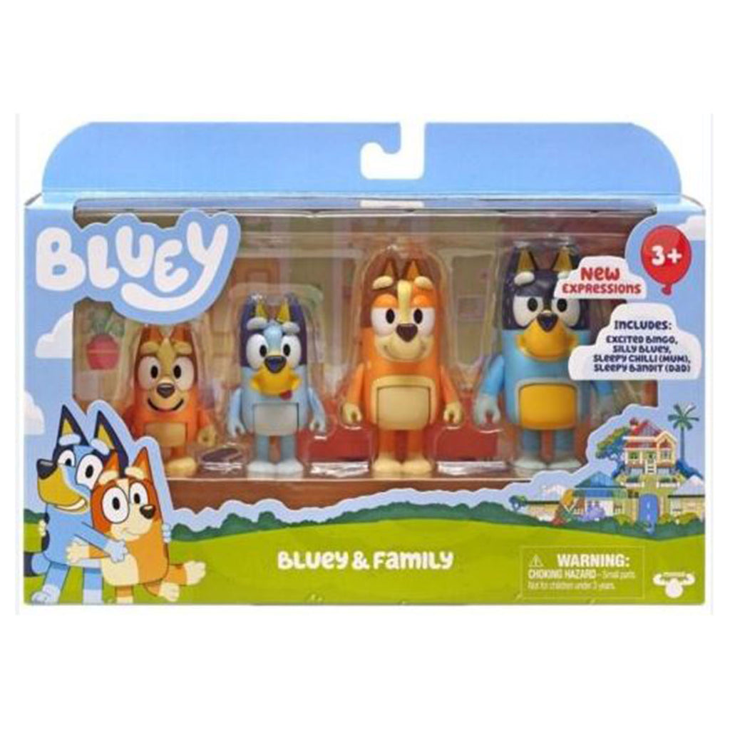 Bluey Bluey And Family New Expressions 4 Pack Set - Radar Toys