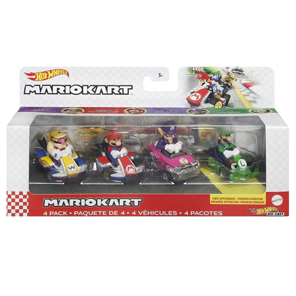 Mattel How Wheels Mario Kart Waluigi 4 Pack - Radar Toys