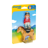 Playmobil 1-2-3  Equestrian With Horse Building Set 6973 - Radar Toys