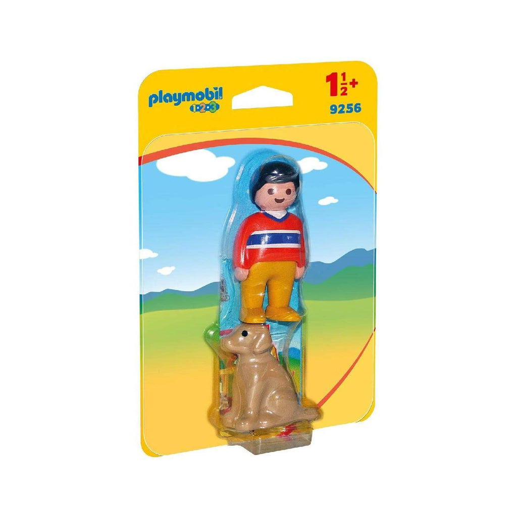 Playmobil 1-2-3 Man With Dog Building Set 9256 - Radar Toys
