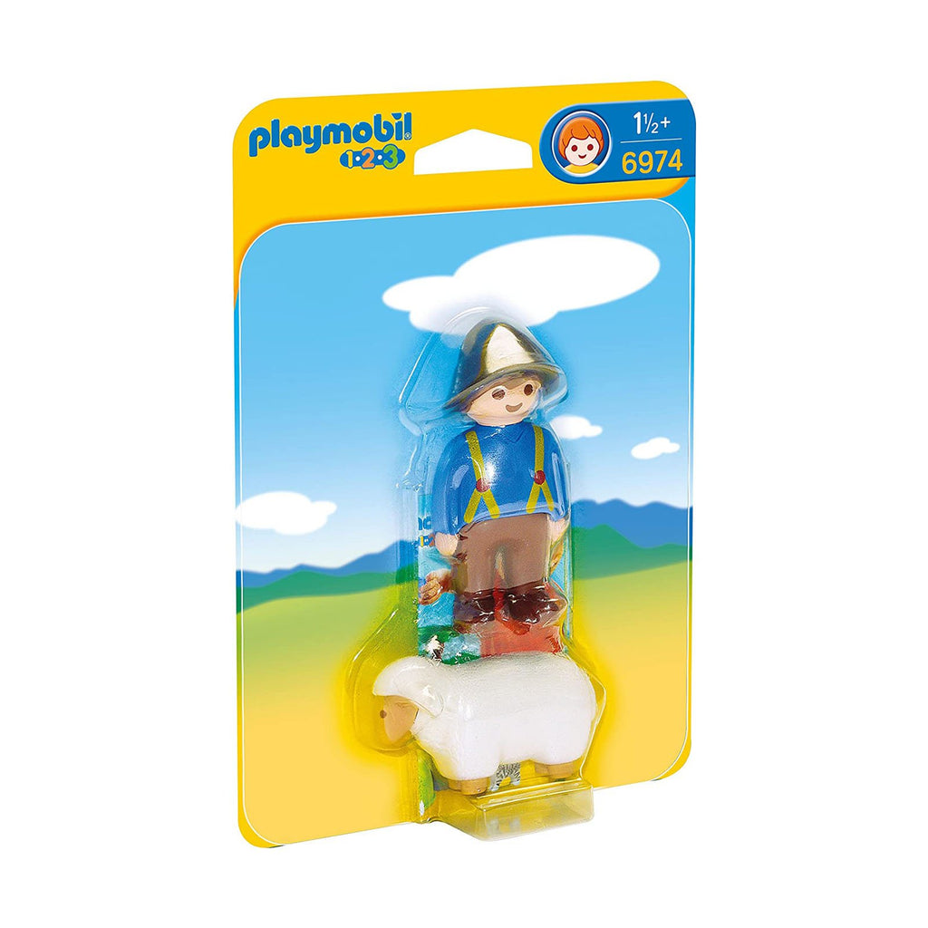 Playmobil 1-2-3 Shepherd With Sheep Building Set 6974 - Radar Toys
