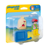 Playmobil 1-2-3 Worker With Wheelbarrow Building Set 6961 - Radar Toys