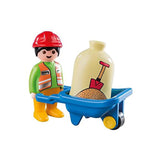 Playmobil 1-2-3 Worker With Wheelbarrow Building Set 6961 - Radar Toys