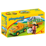 Playmobil 1-2-3 Zoo Vehicle With Rhinoceros Building Set 70182 - Radar Toys