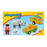 Playmobil 1-2-3 Zoo Vehicle With Rhinoceros Building Set 70182 - Radar Toys
