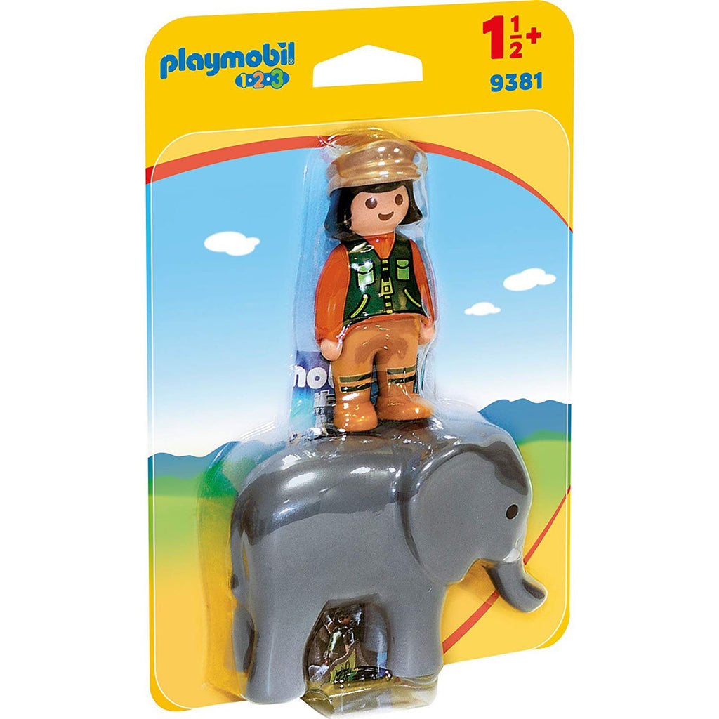 Playmobil 123 Zookeeper With Elephant Building Set 9381 - Radar Toys