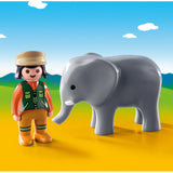 Playmobil 123 Zookeeper With Elephant Building Set 9381 - Radar Toys
