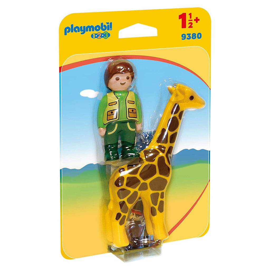 Playmobil 123 Zookeeper With Giraffe Building Set 9380 - Radar Toys