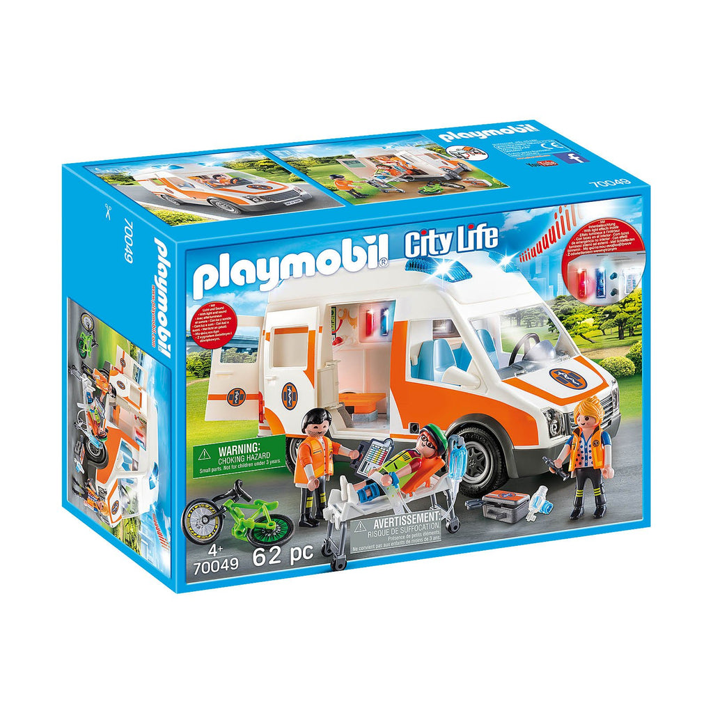 Playmobil City Life Ambulance With Flashing Lights Building Set 70049 - Radar Toys