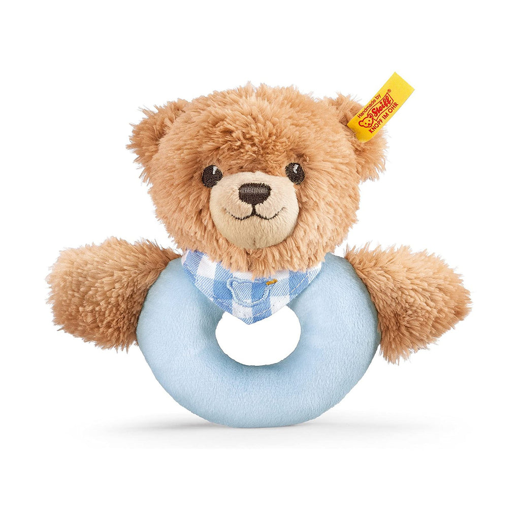 Steiff Sleep Well Bear Blue Baby Plush Rattle