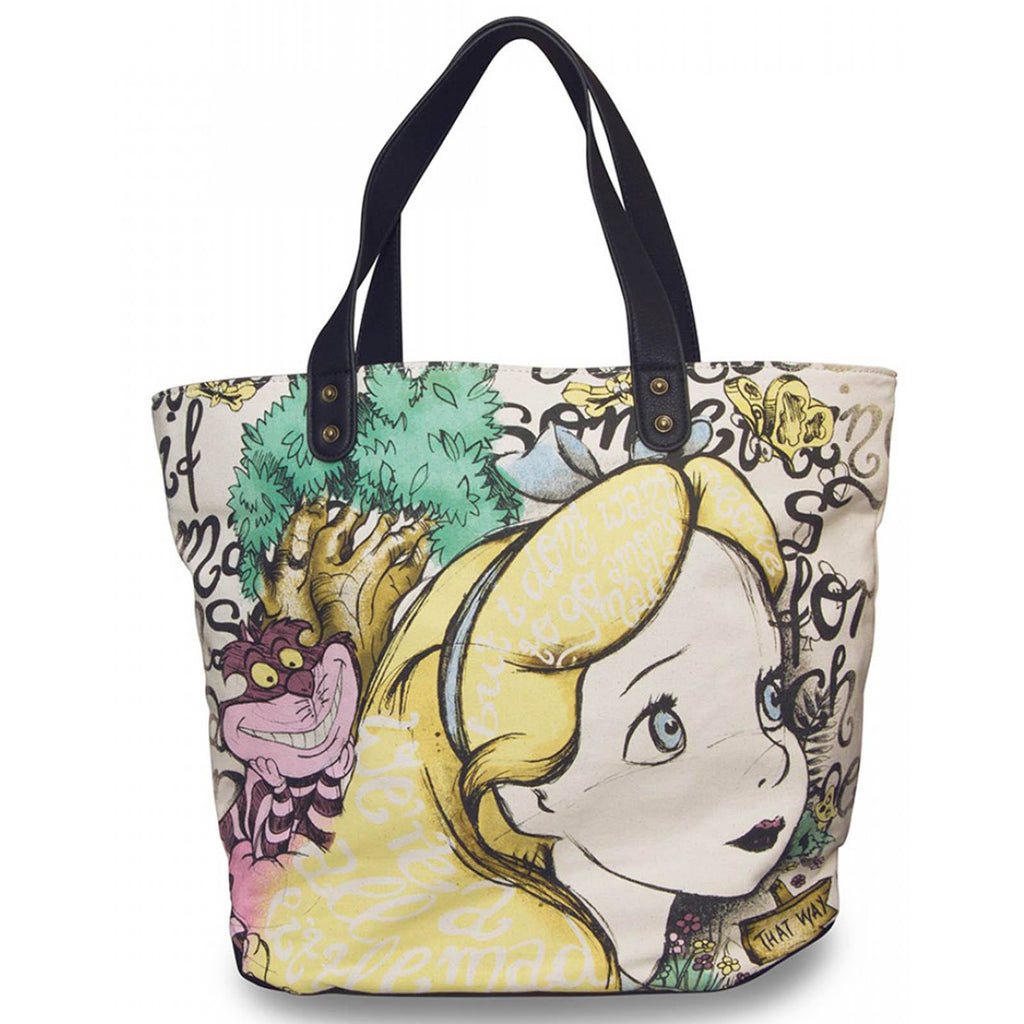 Loungefly Disney Alice And Cheshire Cat Canvas Tote Bag