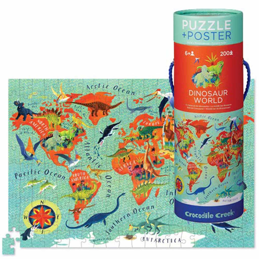 Crocodile Creek Dinosaur World 200 Piece Puzzle Plus Poster - Radar Toys