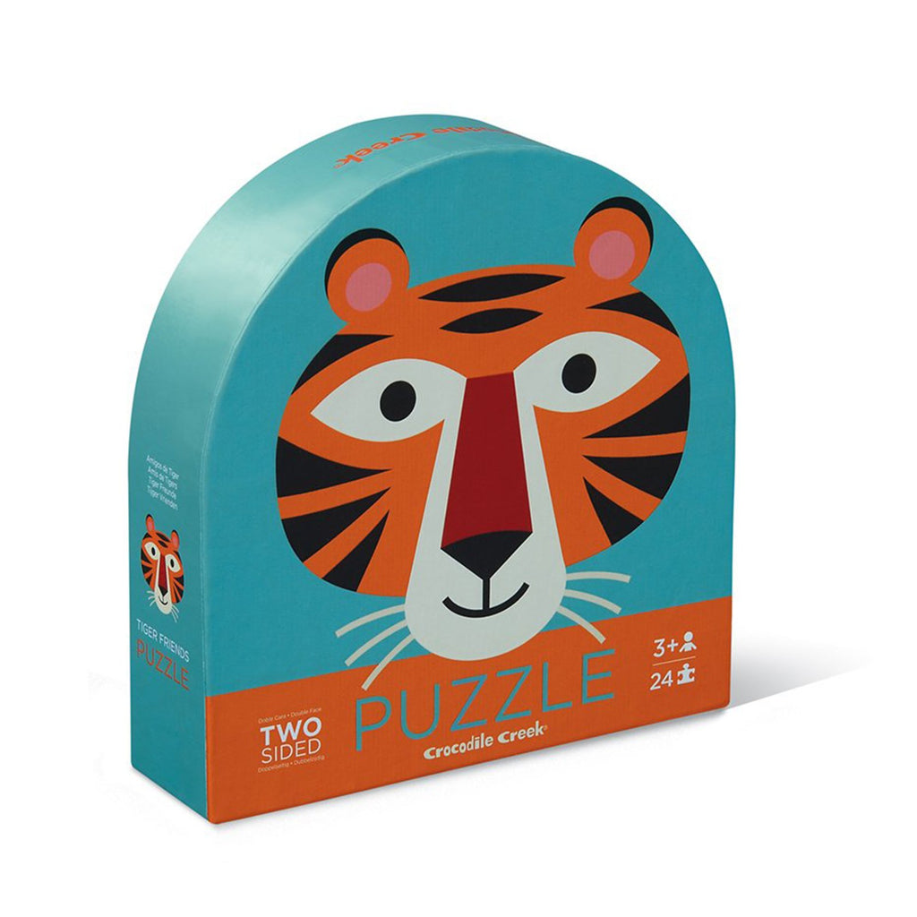 Crocodile Creek Tiger Two Sided 24 Piece Round Puzzle - Radar Toys