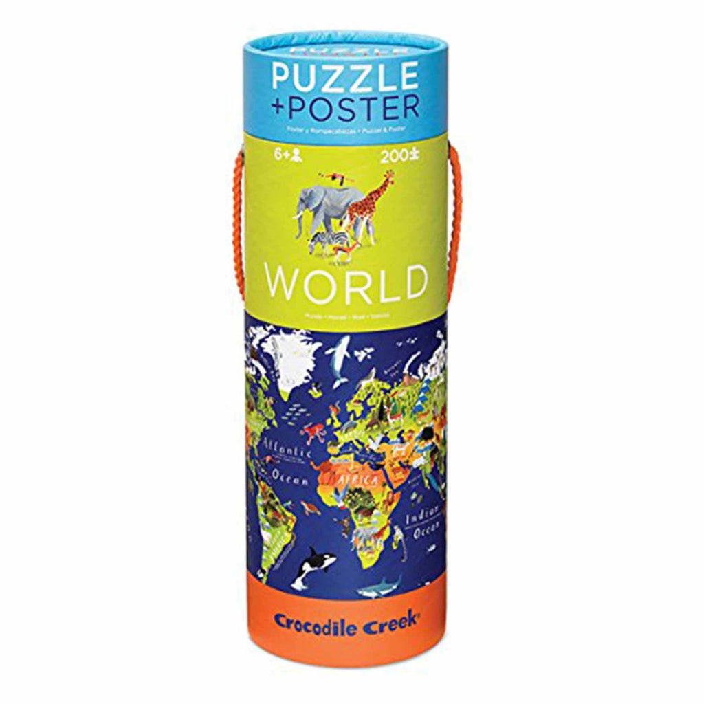 Crocodile Creek World Animals 200 Piece Puzzle Plus Poster - Radar Toys