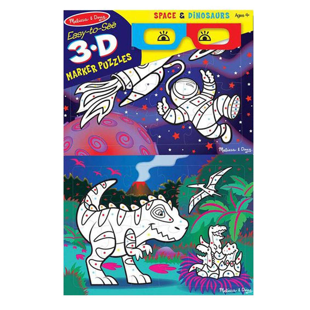 Melissa And Doug Easy To See Space And Dinosaurs 3D Marker Puzzle - Radar Toys