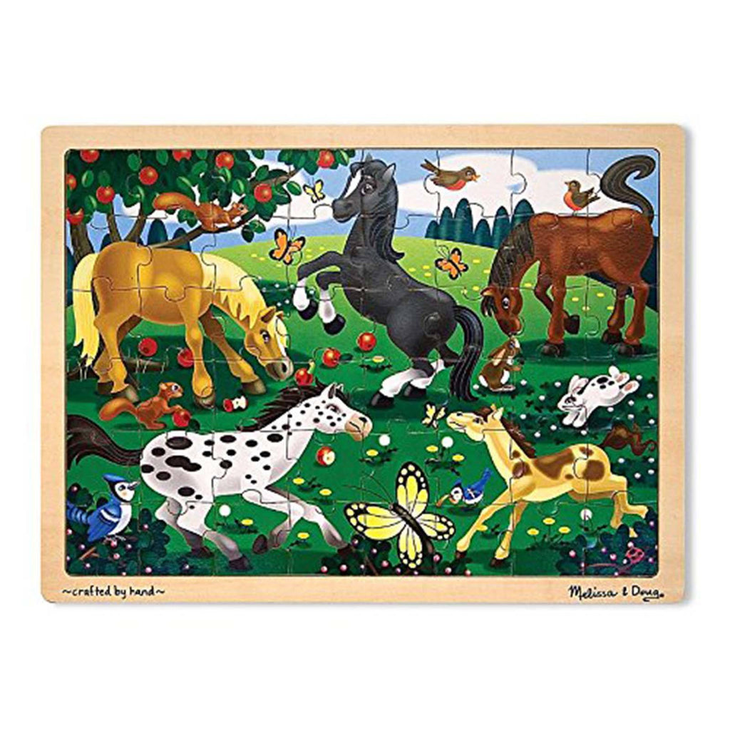 Melissa And Doug Fresh Start Frolicking Horses 48 Piece Wooden Jigsaw Puzzle - Radar Toys