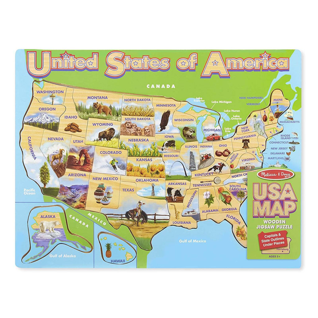 Melissa And Doug USA Map Wooden Jigsaw Puzzle - Radar Toys