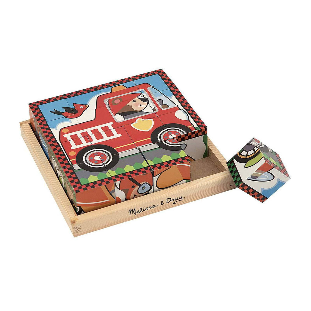 Melissa And Doug Wooden Vehicle Scenes Cube Puzzle
