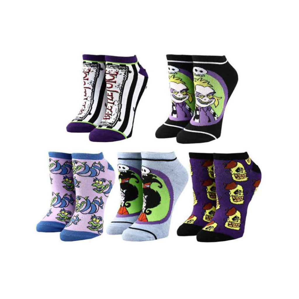 Bioworld Beetlejuice Mix And Match Five Pair Ankle Socks