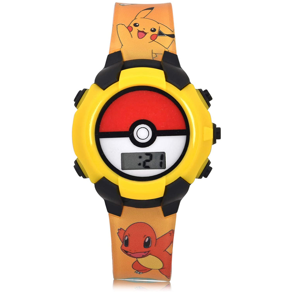 Pokemon Poke Ball Plastic Strap Yellow Border Digital Watch - Radar Toys