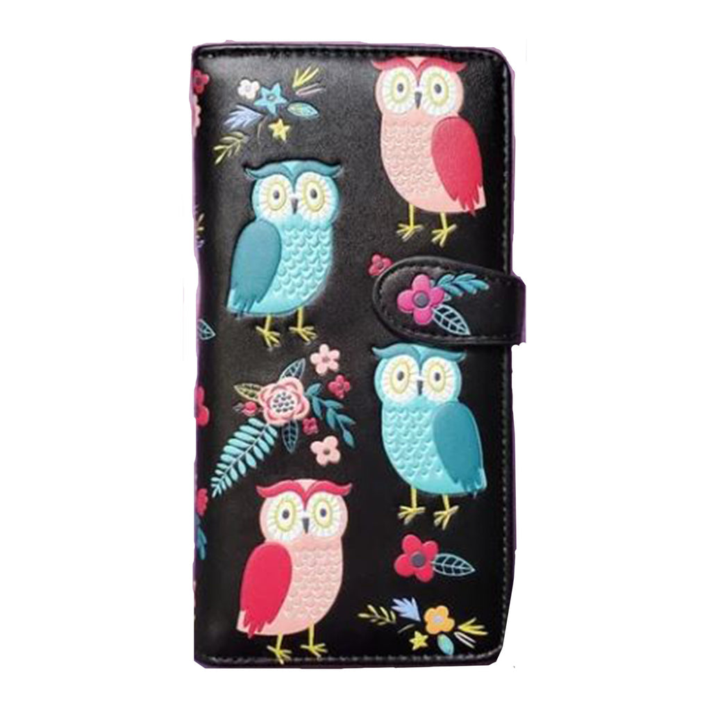 Shagwear Owl Garden Large Black Zipper Wallet - Radar Toys