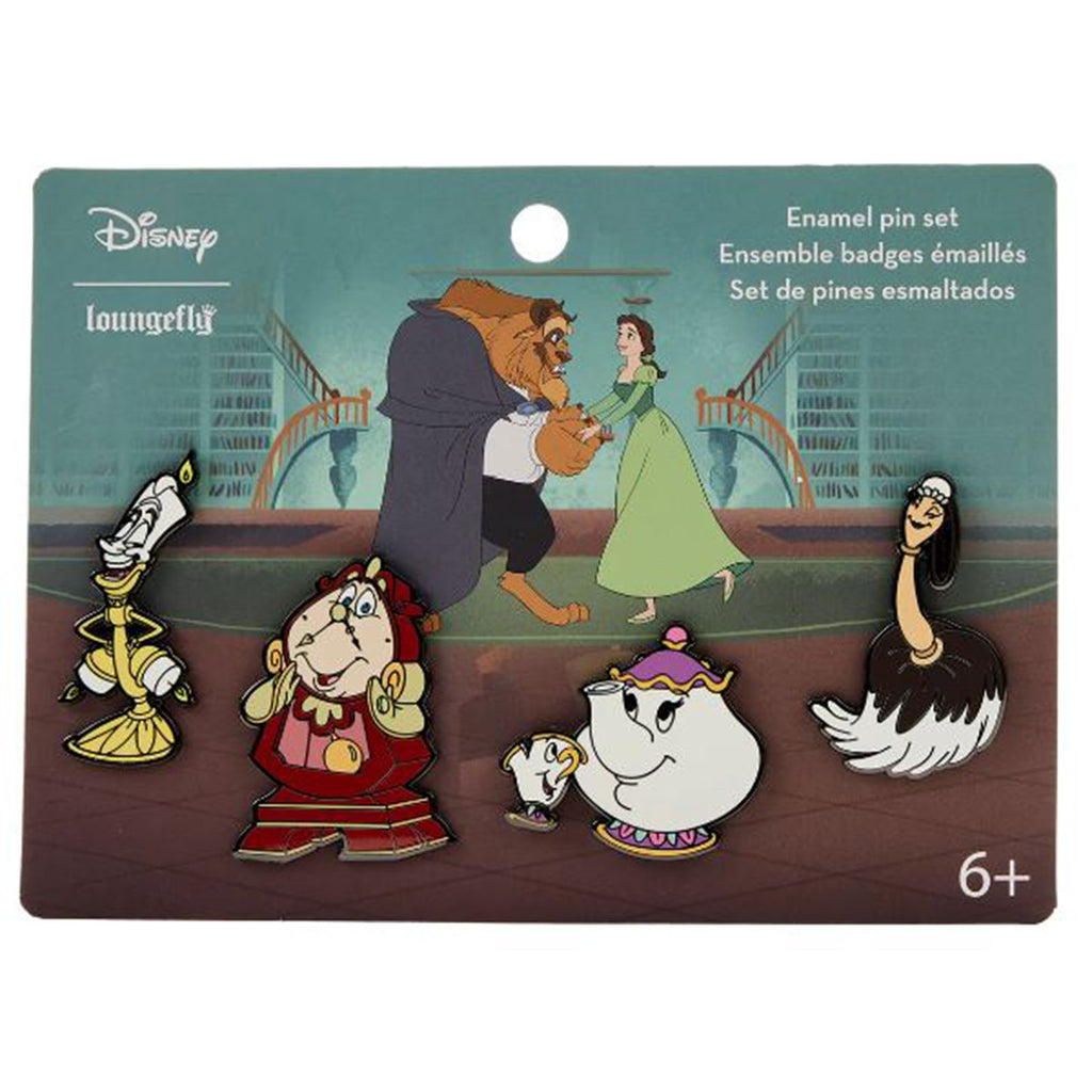 Loungefly Disney Beauty And The Beast Library Scene 4 Piece Pin Set - Radar Toys