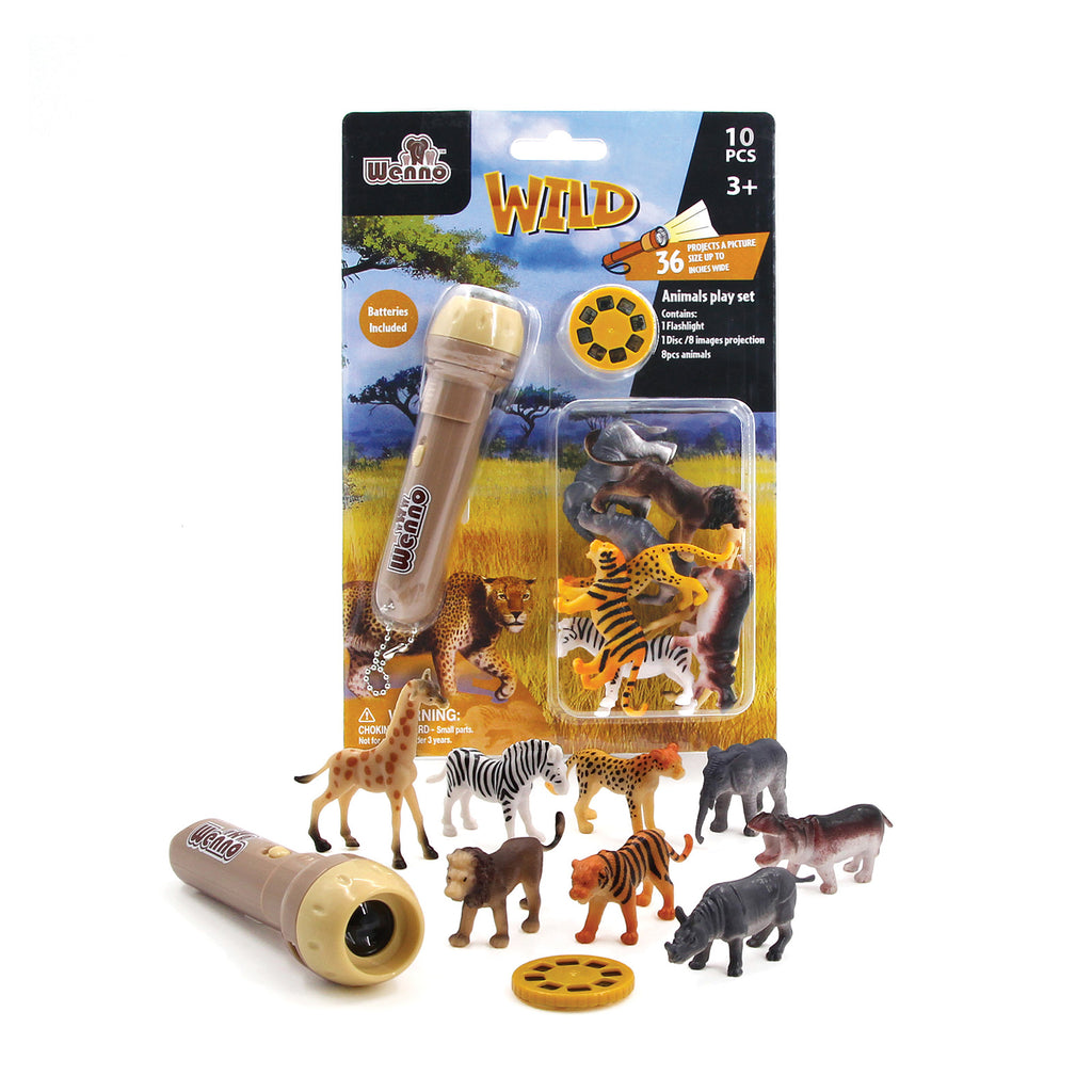 Wenno Wild Animals Image Projection 8 Piece Figure Set