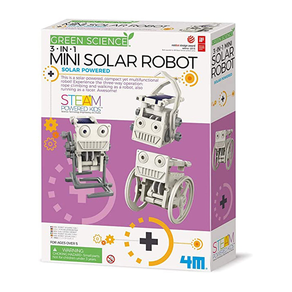 Toysmith Green Science 3 In 1 Mini Solar Robot Science Set - Radar Toys