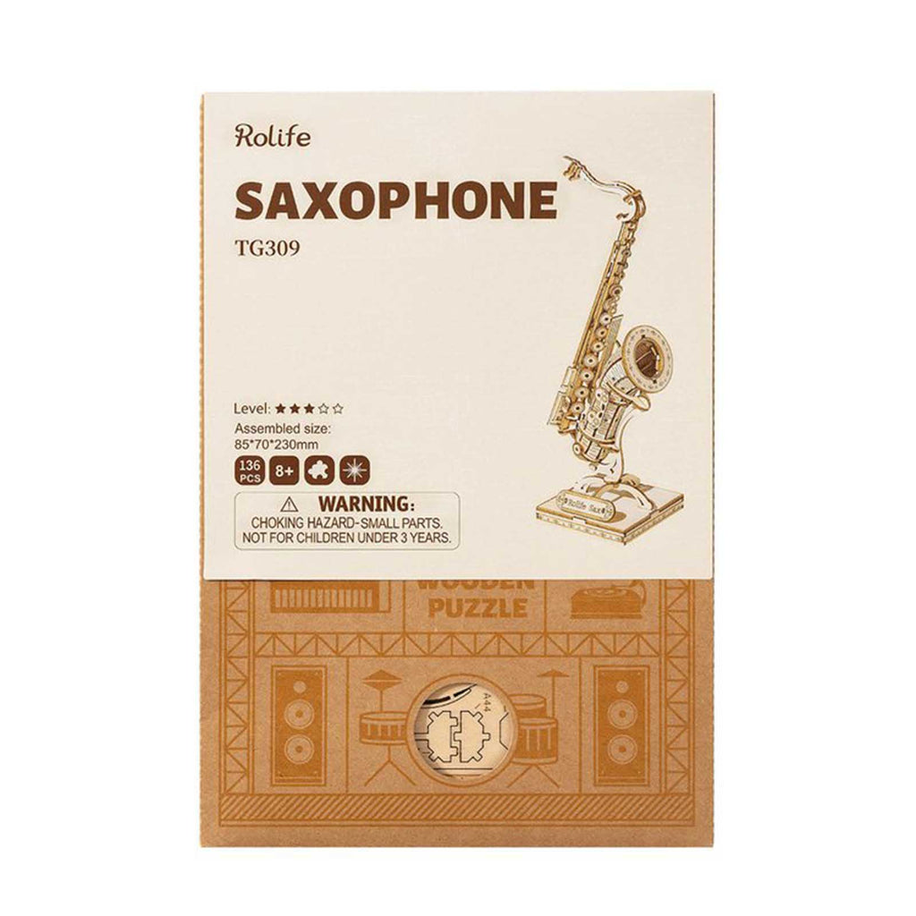 Robotime Rolife Saxophone Wooden Puzzle Building Set