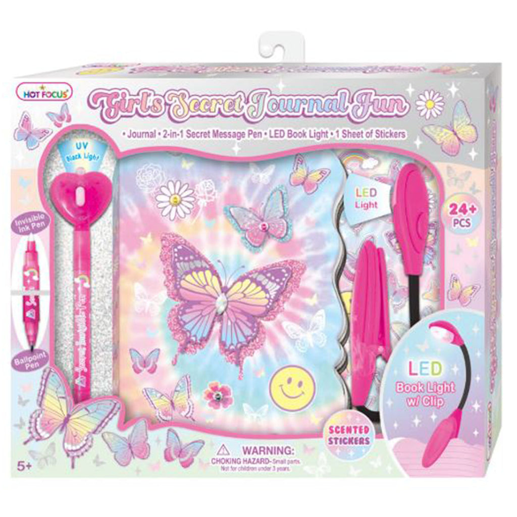 Hot Focus Tie Dye Butterfly Girl's Secret Journal Fun Set - Radar Toys