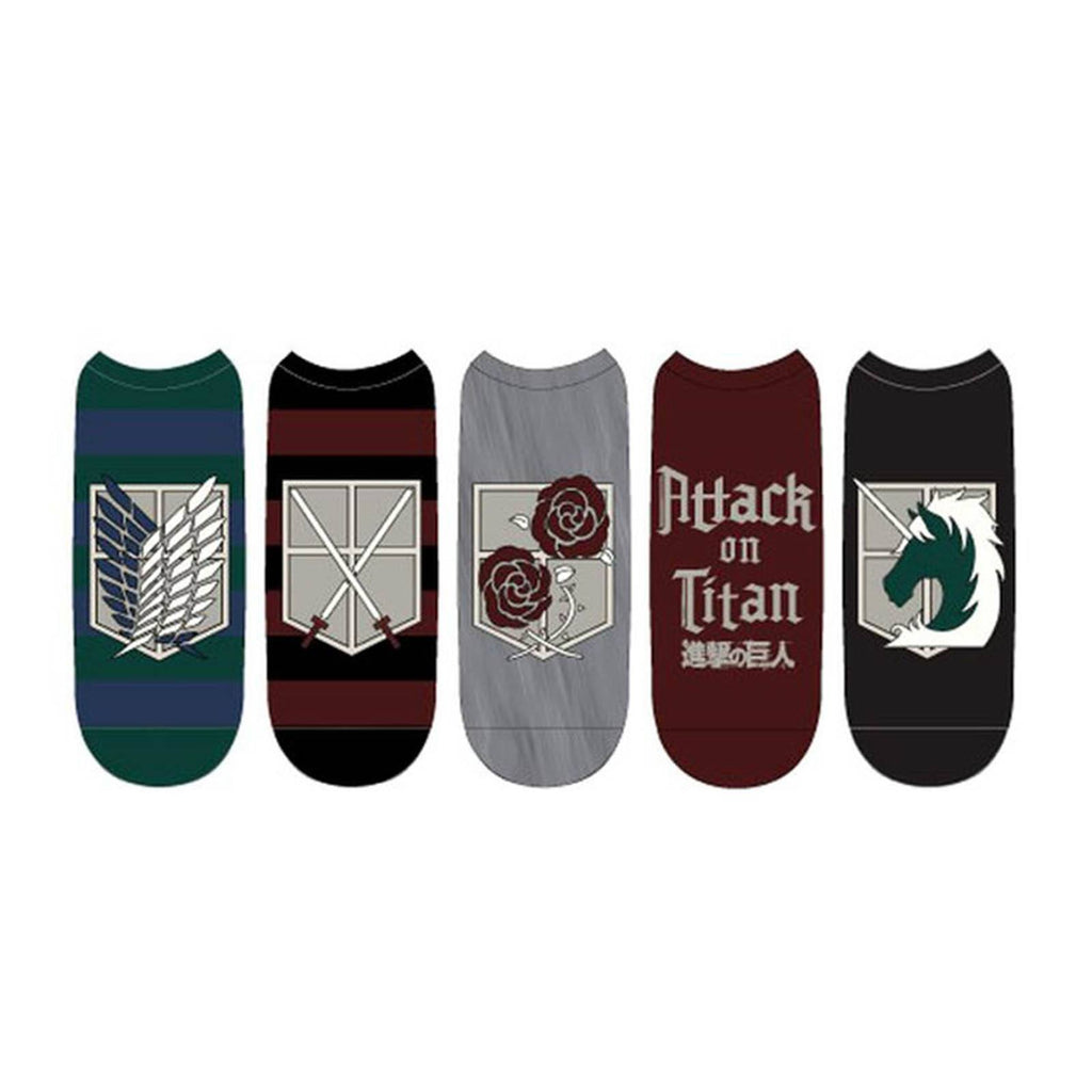 Attack On Titan Emblems Low Cut No Show 5 Pairs Of Socks - Radar Toys