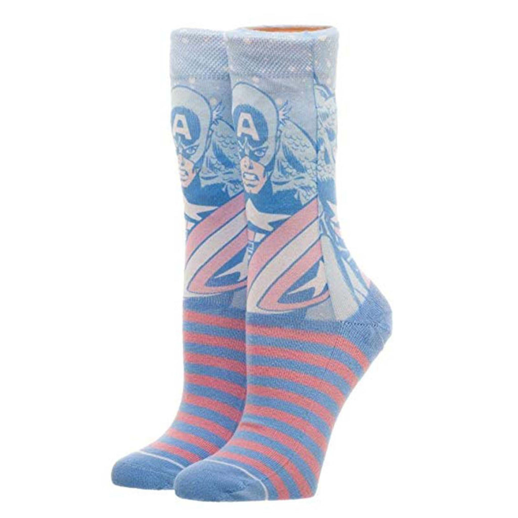 Marvel Comics Captain America Faded Neon Junior 1 Pair Of Crew Socks