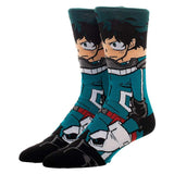 My Hero Academia Izuku Midoriya 360 Character One Pair Men's Crew Socks - Radar Toys