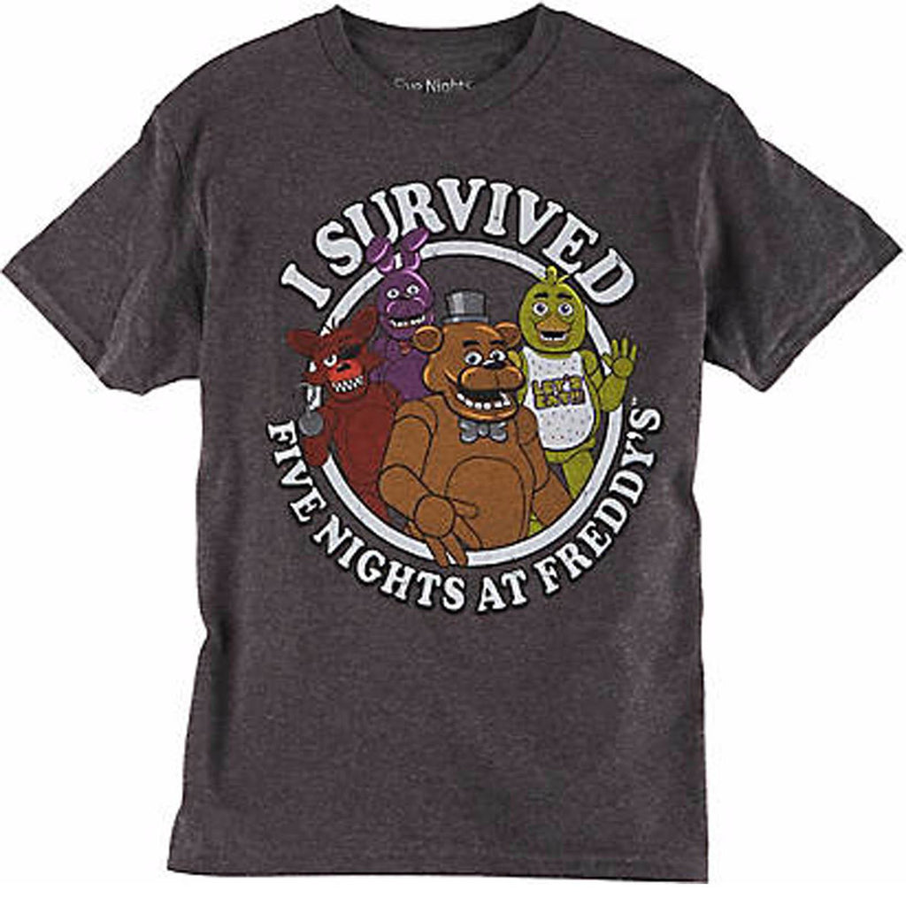 Five Nights At Freddy's I Survived Charcoal Youth Tee