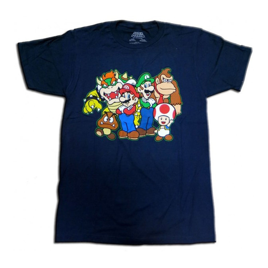 Nintendo Super Mario Group Navy Men's T-Shirt - Radar Toys