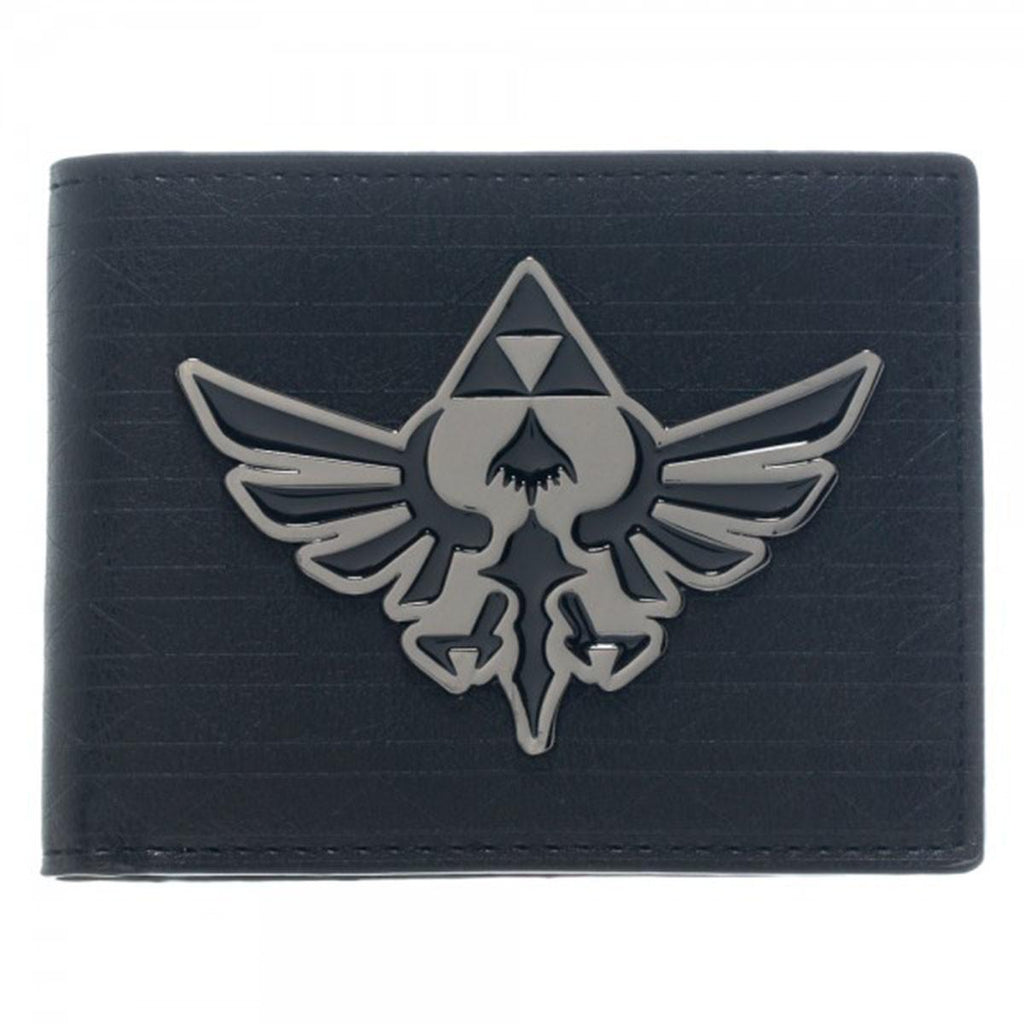 Zelda Black Metal Badge Bi-Fold Wallet