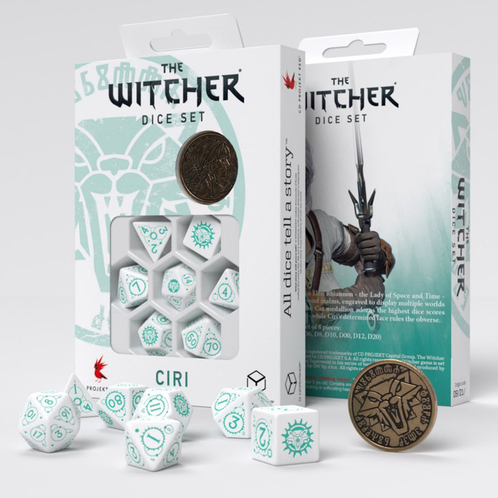 Q-Workshop The Witcher Ciri The Law Of Surprise 7 Piece Dice Set With Coin - Radar Toys